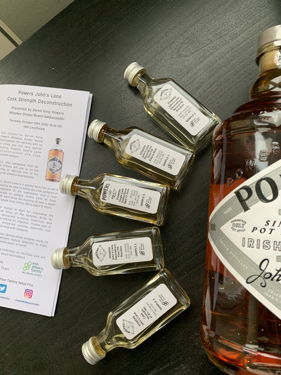 If you fancy tasting the pictured with myself and the <a href="/IrishWhiskeySoc/">Irish Whiskey Society</a> next Thursday jump over to my Instagram: derek_powerswhiskey to pop your name in the hat #onlinetasting
