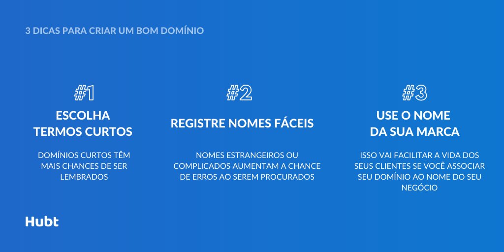 HubtBrasil's tweet photo. Ainda não criou seu domínio personalizado? Aqui vão algumas dicas simples, mas que facilitarão a busca do seu cliente pela sua página.

#Hubt #DominioDePagina #DominioPersonalizado https://t.co/CrGgko3U0t