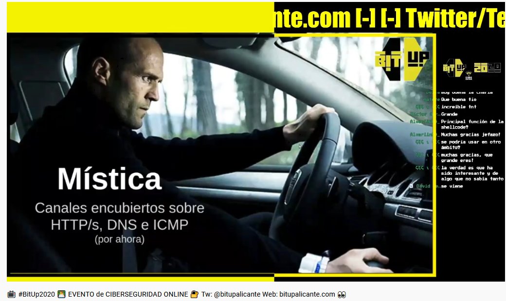 bitupalicante's tweet image. Turno de nuestro querido y adorado Raúl Caro(@secu_x11 ) con su charla: Canales Encubiertos con Mística

Herramienta creada junto a su compañero Charlie @cfsgranda 

▶️youtube.com/bitupalicante

#Bitup2020 
#ciberseguridad