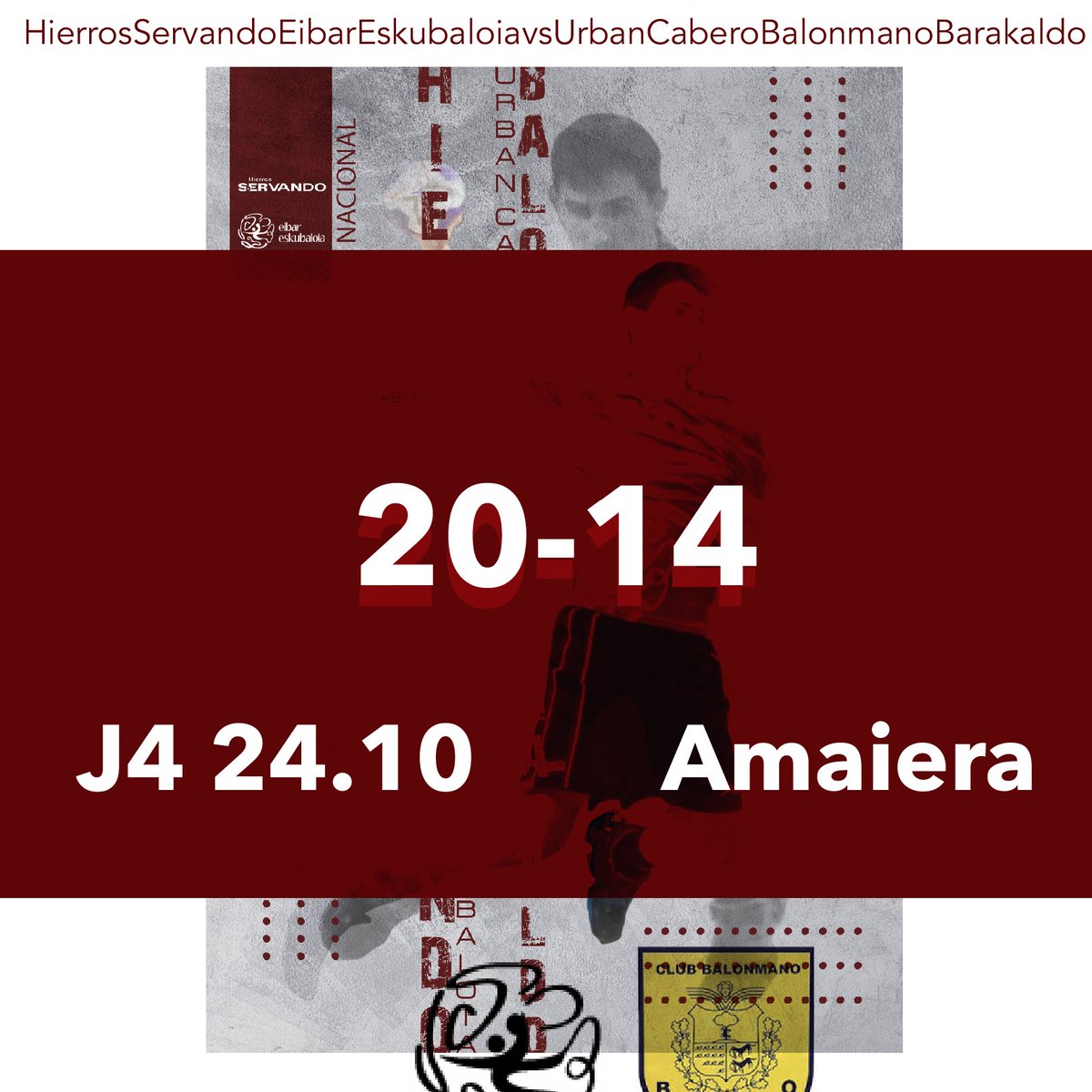 EibarEskubaloia's tweet photo. #Amaiera #J4
.
🤾🏽♂️@HierrosServando Eibar Eskubaloia 20-14 Urban Cabero @CBBarakaldo
#eibar #eskubaloia #eibareskubaloia #hierrosservando #balonmano #gipuzkoaeskubaloia https://t.co/Jwo5iT8sMh