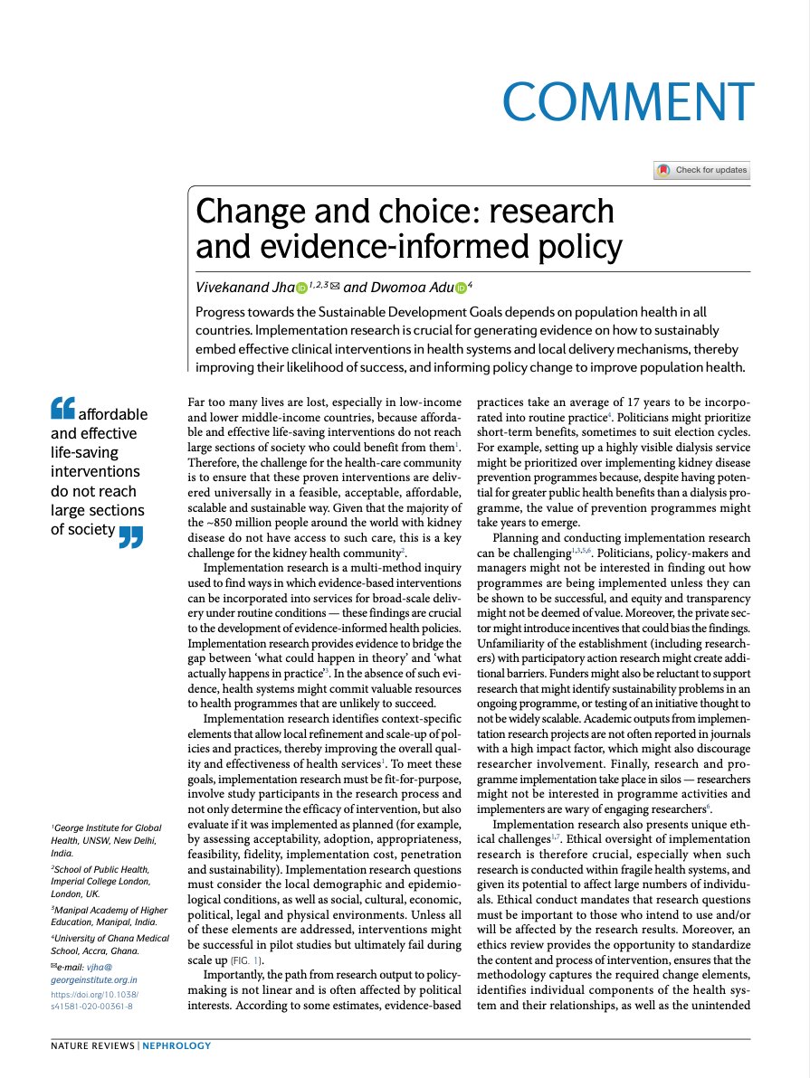 Progress towards the  @UN  #SGDs depends on population health in all countries... "affordable and effectivelife-saving interventions do not reach large sections of society". Read ISN president  @vjha126 on  @NatRevNeph on  #UNDay  https://www.nature.com/articles/s41581-020-00361-8  #NCDs  #kidneyhealth
