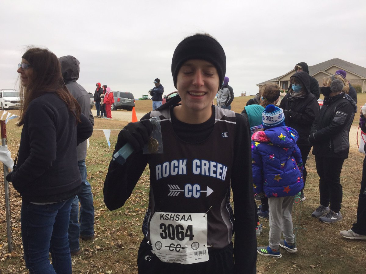 RockCreekHS's tweet photo. Results from Regional XC: RC girls place 7th overall, with Kyra Nippert placing 5th.  RC Boys place 8th overall led by Hunter Asbury who placed 11th overall.  Kyra will be heading to the State competition at Wamego next Saturday!! https://t.co/5FK7oOlD91