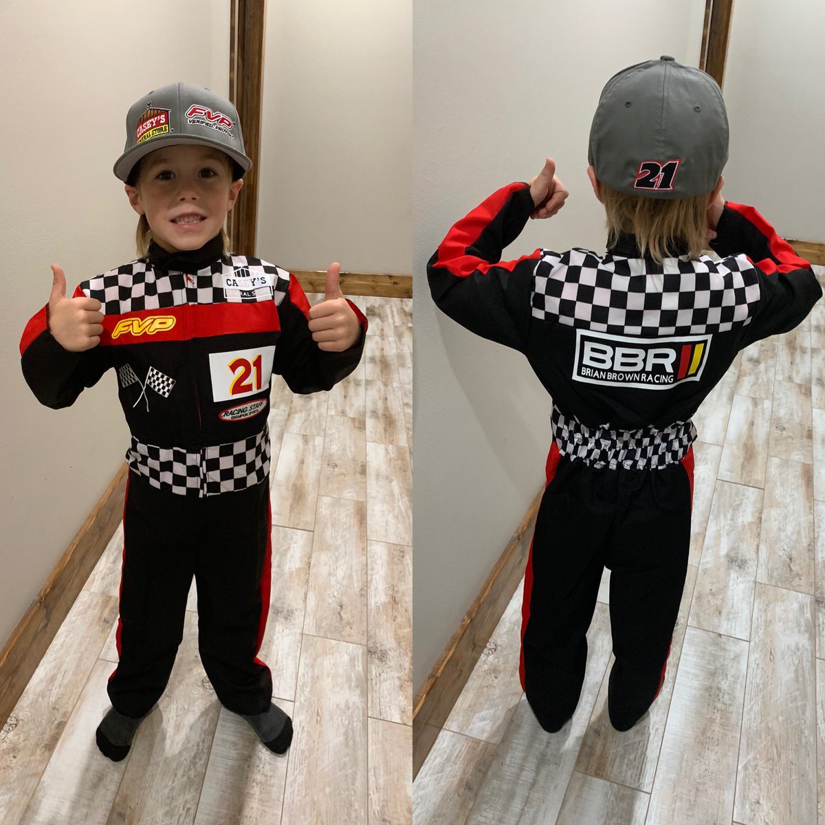 CaraMcClellan's tweet photo. When you want to be @BrianBrown21 for Halloween, you have a costume made. This dude is so excited to try it on today! https://t.co/pm9nEit8oM