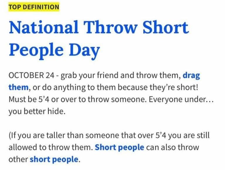 cfphtweet's tweet photo. It's National Throw Short People day! Remember to stay as far away from Knify as possible. https://t.co/lfYJawF5C4