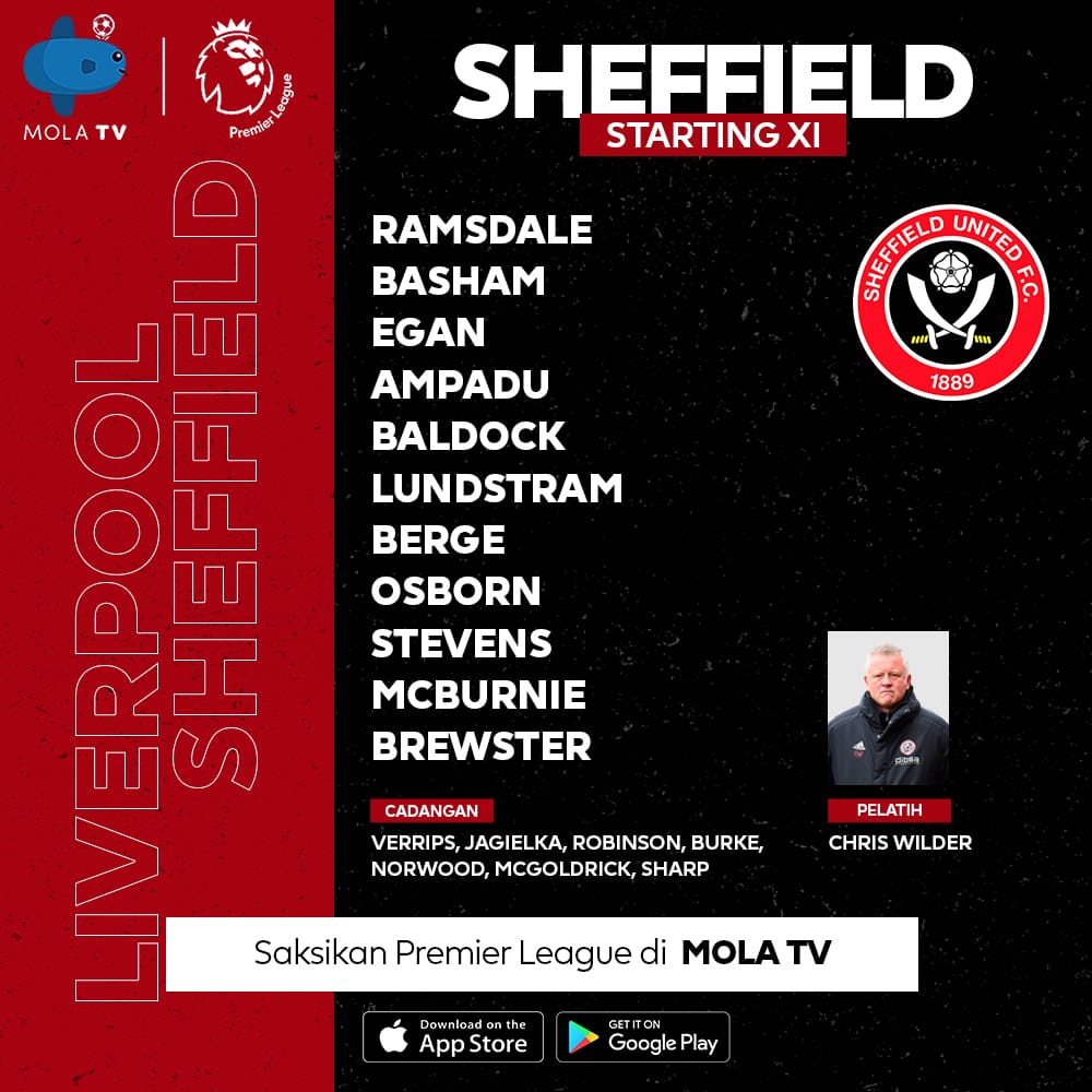 Laga penutup malam ini! Starting XI Liverpool vs Sheffield yang akan tersaji kurang dari 30 menit lagi. Alisson telah kembali mengisi posisi di bawah mistar gawang The Reds.

Saksikan laga ini LIVE di Mola TV!
mola.tv/watch?v=vd0201…

#LIVSHU 
#EPLdiMolaTV
