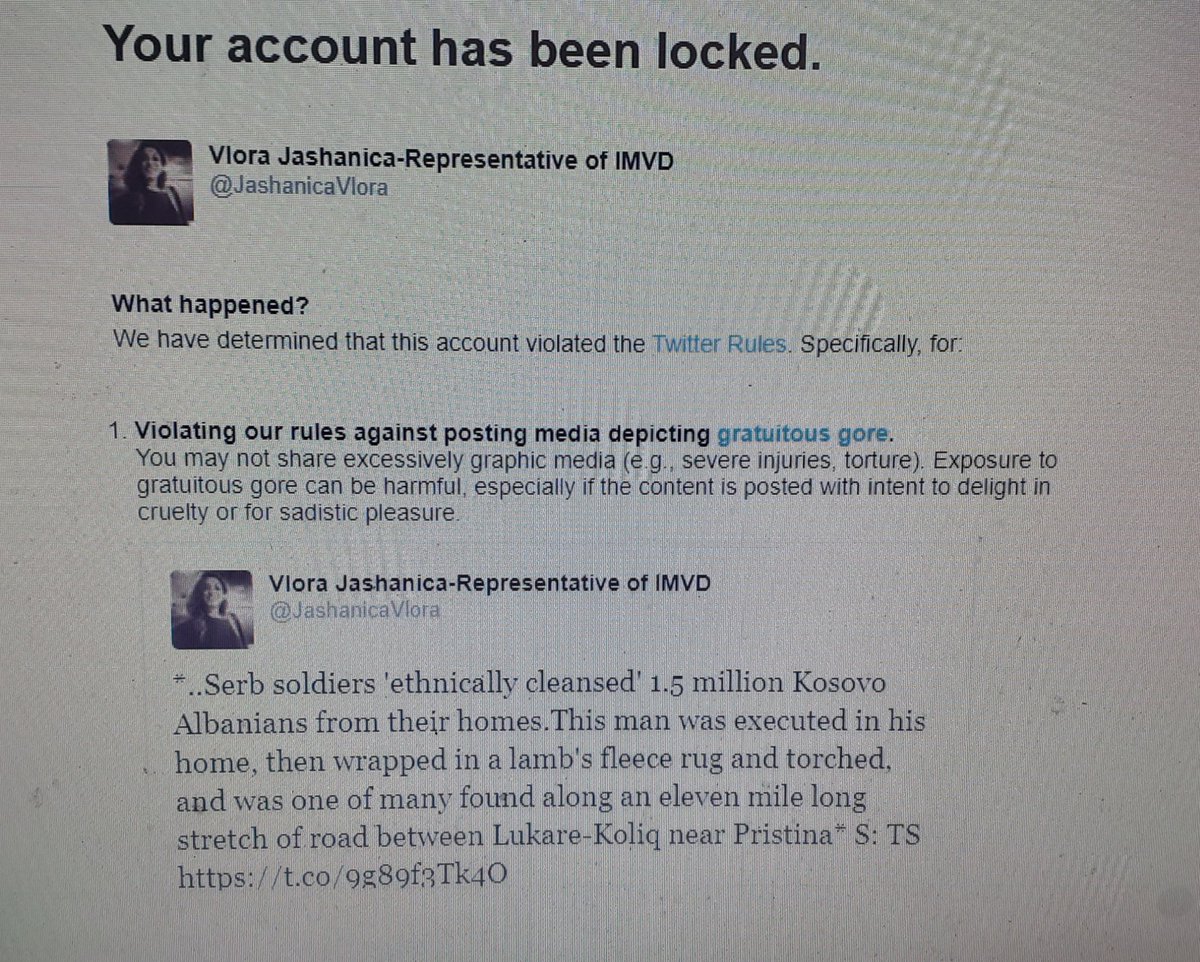 JashanicaVlora's tweet photo. Dear People 

My account was locked due to Serbian Community Reporting for the Presented Crimes and Facts by the IC. I managed to get back into my account but I do know this will continue from Serbian Organized groups in Twiter, in attempt to stop the presentation of materials. https://t.co/C7NKaJI8SP