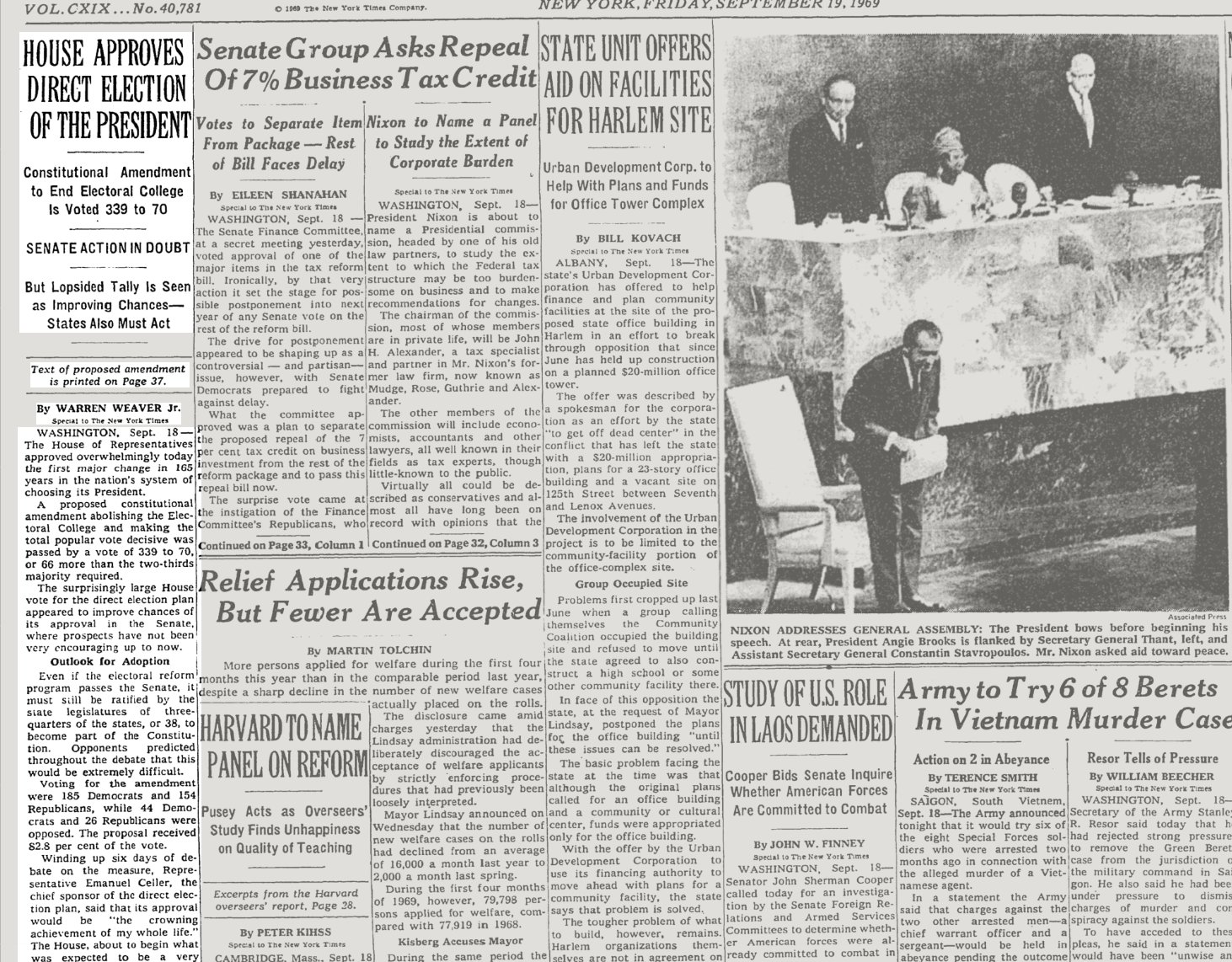 تويتر Kurikoc على تويتر Mjtvhopin 1969年9月19日纽约时报头版文章 众议院批准直接选举总统 记录终止 选举人团的宪法修正案以339票对70票压倒性优势通过 此为165年来国家总统选择制度的首次重大变革 T Co Vgookfbmsx