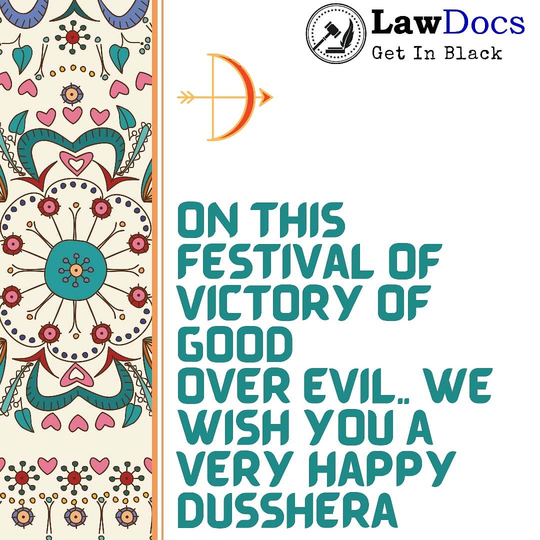 Celebrate This Dusshera With Joy & Happiness

Visit- lawdocs.in 
call -9468774000 

#happydusshera #vijayadashmi #victory #victoryoverevil  #lawdocs #getinblack #smartdrafts #leagaldocuments #legalcareers #laws #Advocates #legalfirm  #Lawyers #legallearning #law