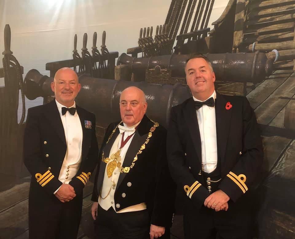 Some of our instructors from <a href="/CofGCollege/">City of Glasgow College</a> <a href="/RFAHeadquarters/">Royal Fleet Auxiliary</a> <a href="/SeaCadetsUK/">Sea Cadets</a> with the chairman <a href="/BotfieldColin/">Colin Botfield</a> at Trafalgar night 2019 and guest speaker Deacon Convener <a href="/TradesHouse/">Trades House Glasgow</a> Bruce Reidford &amp; CofS <a href="/RNinScotland/">Royal Navy in Scotland</a>