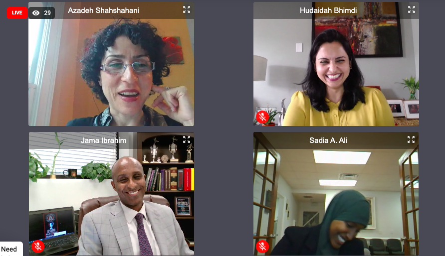 NAMLawyers's tweet photo. Panel - Race and Immigration

Azadeh Shahshahani, Legal and Advocacy Director, Project South
Jama Ibrahim, Attorney, Ibrahim &amp; RAO
Sadia Ali, Attorney, Al-Amin Law Group
Hudaidah Bhimdi, Partner, Murray Osorio PLLC

#NAML2020 https://t.co/Ror75lF4P6