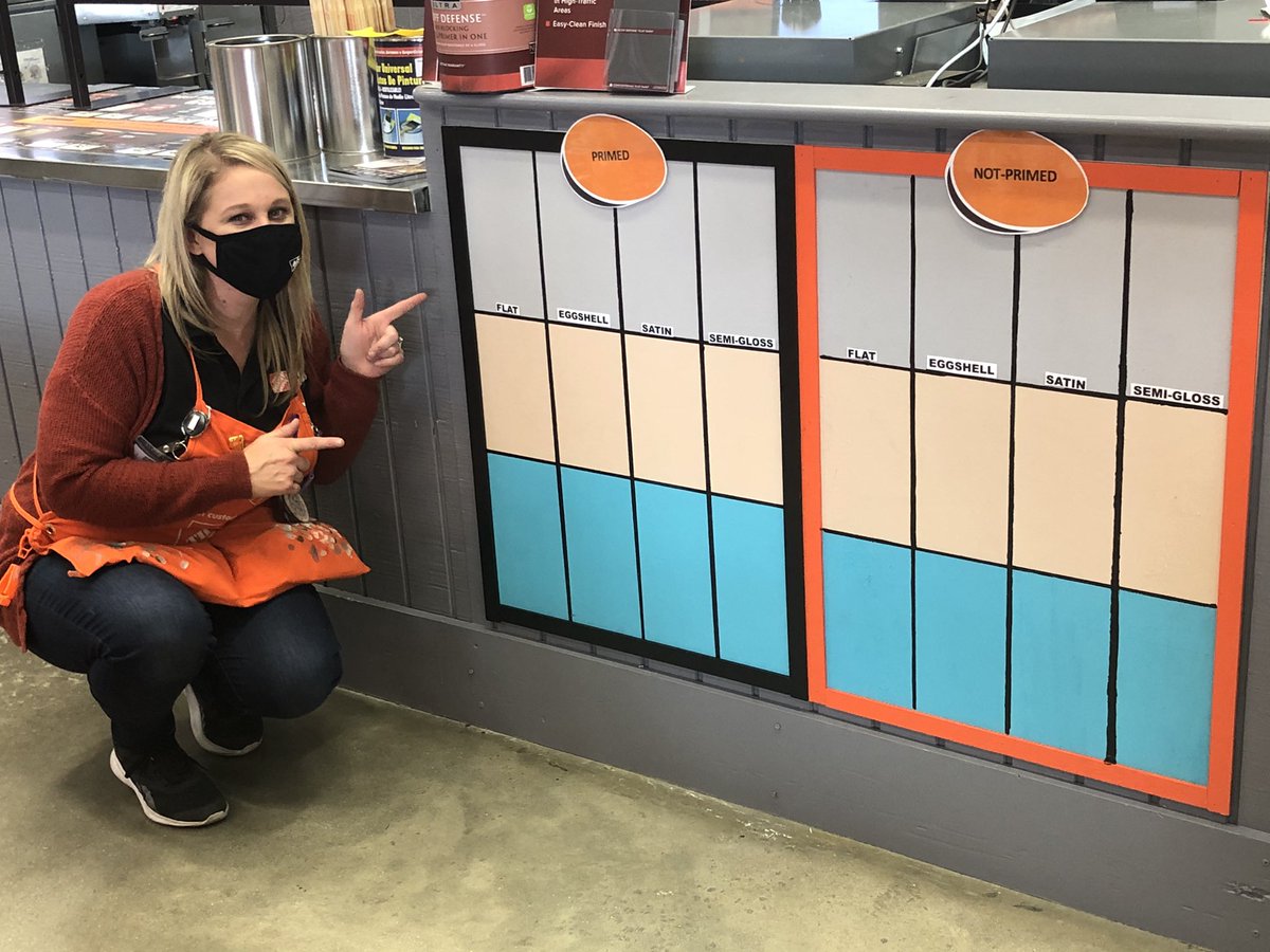 Jenny out here teaching customers about paint.