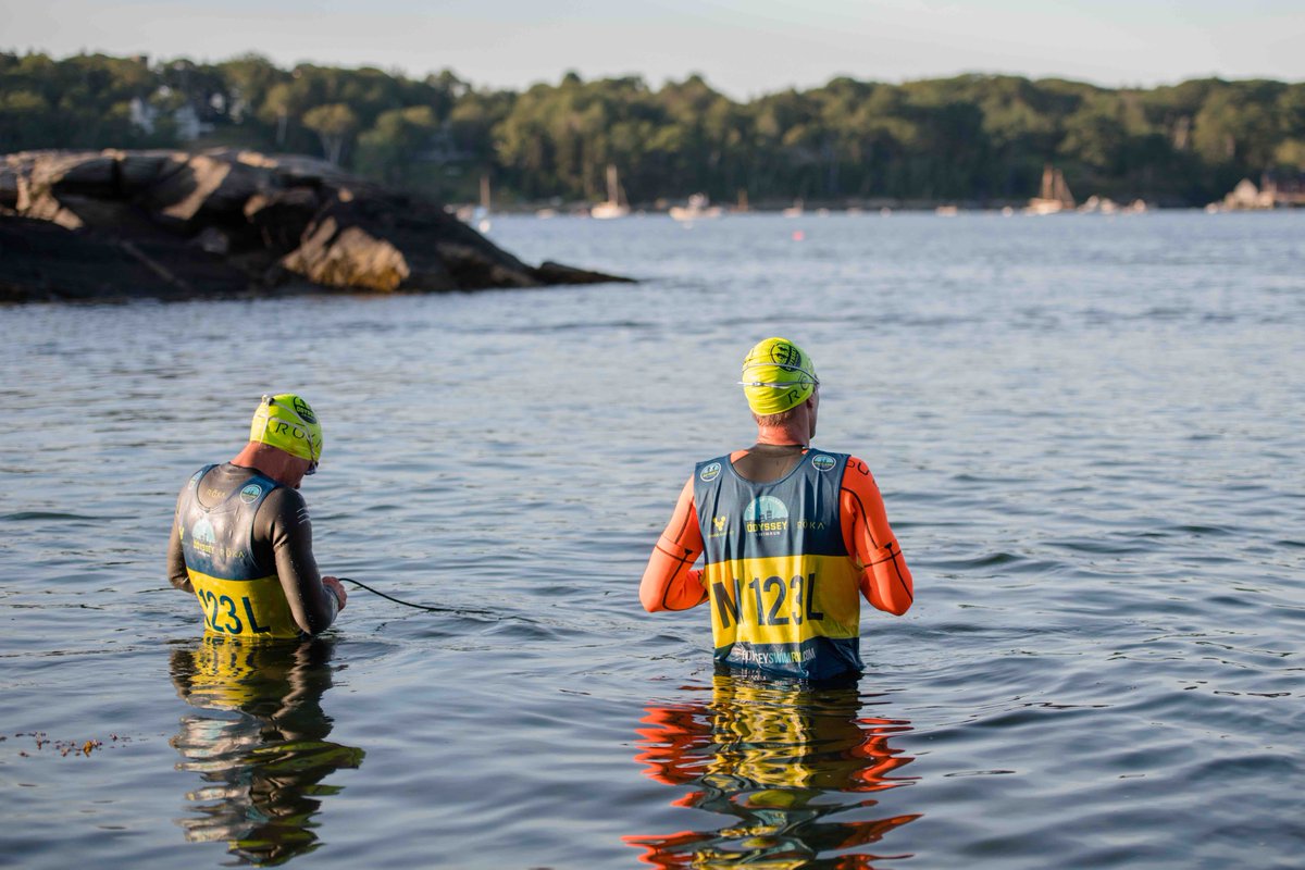 The crucial step in sighting the finish of the swim, before you even start it.
.
odysseyswimrun.com/casco - registration opens Jan 1, 2021