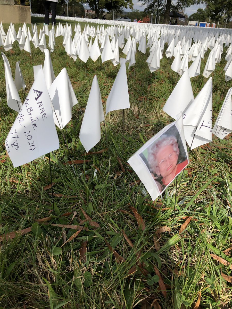 How many more Americans will die before we have a plan to end the pandemic?  I planted a flag for each American who died yesterday. <a href="/realDonaldTrump/">Donald J. Trump</a> <a href="/SecAzar/">Alex Azar</a> <a href="/VP/">Vice President JD Vance</a> <a href="/Mike_Pence/">Mike Pence</a>