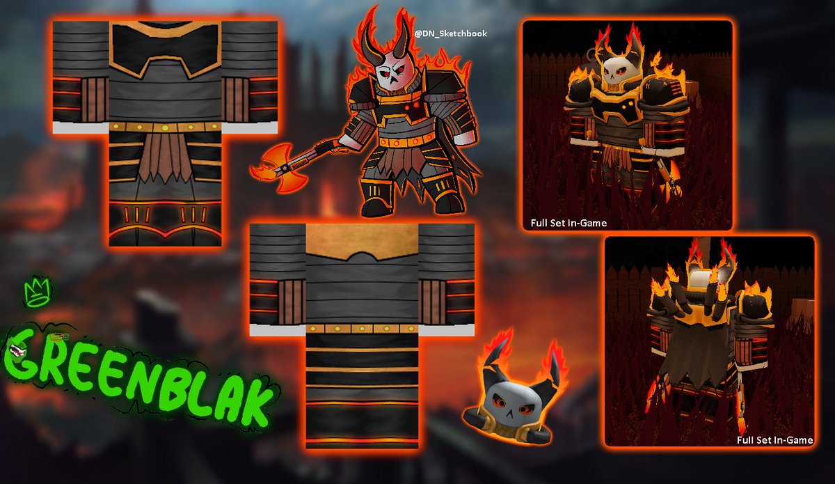 Greenblak On Twitter New Outfit Made To Match With Guestcapone S The Accursed Warrior Set Big Thanks To Dn Sketchbook For Allowing Me To Design It Hope You Guys Like It Links In Thread - roblox keyboard warrior