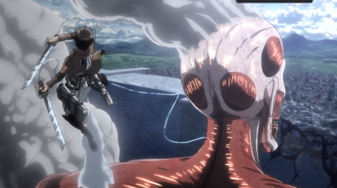Eren believes in Armin& #39;s plan to defeat Bertholdt, but he realizes that Armin is going to sacrifice himself if they want to succeed, however Eren once again doesn& #39;t let his feelings get over him and trust Armin for the plan, so he& #39;s finally able to take down the Colossal Titan