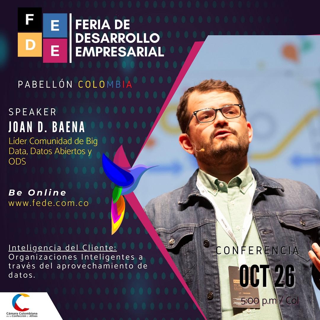 JoanDBaena's tweet photo. Próximo lunes 🤗💯👏☺👍
Info en https://t.co/eI6N6zukW2
Gracias por la invitación @fedecolombia & @CCConfeccion
El lunes publican el link para el en vivo en la página 👍☺👏🤗😍🙏❤🇨🇴
@JoanDBaena @BigDataCol
#InteligenciaDelCliente #BigData https://t.co/spYPyeXqSn