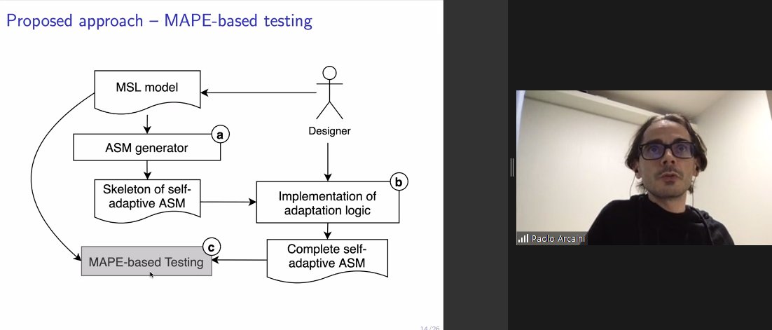 AMOSTWorkshop's tweet photo. Paolo Arcaini illustrating the MAPE-based testing approach on a smart home case study. #MAPEK #ASM #MSL #AMOST2020 #ICST2020 @AMOSTWorkshop 
https://t.co/OVJ2QqBfVw https://t.co/gMGLUODDMV