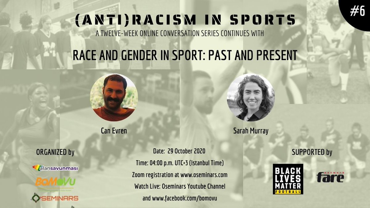 Race and Gender in Sport: Past and Present - https://t.co/6Xn3cZ44xf
This week's conversation will be a great introduction to the role of #race, #gender, and their #intersectionality in sports. Join in and learn from the experts.
#blacklivesmatter
#antiracism #sports #justice https://t.co/evpefvkUEg
