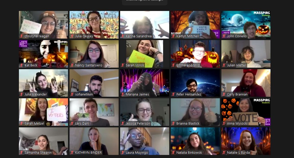 StudentPIRGs's tweet photo. Just had our national~vibe check~ hosted by @lmaoitsoriana to hear highlights from our National #VoteEarlyDay Phone-A-Thon!☠️🎸🎃🗳️ So far today we have had THOUSANDS students take action for @voteearlyday! #youthvote #VoteEarly https://t.co/S8i9F5otUz