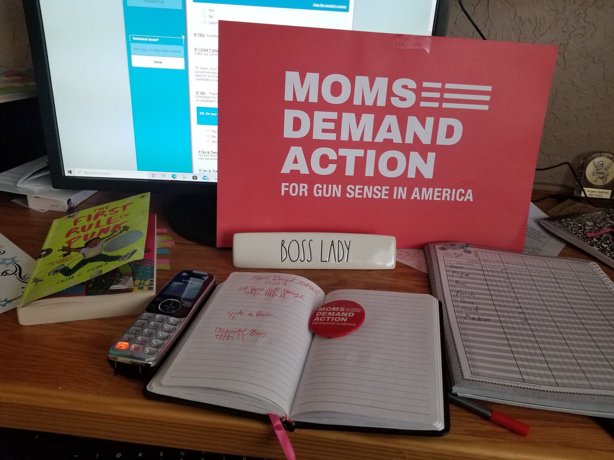 This is the desk of a busy teacher and mom, and yet I am making time today to make calls with @MomsDemand for #GunSenseCandidates @JoeBiden @Michelle4Kansas @VoteJackie4NY @hiral4congress #MomsAreEverywhere