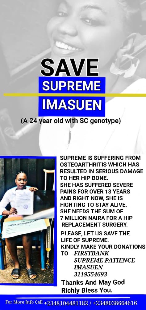 QueenBe16712409's tweet photo. Supreme is +1 today,she has just one birthday wish and it’s for her to be healed completely, walk like every other person and live a normal life like every youth out there Please guys, let’s help her make this wish come true..
supreme Imasuen
3119554693
First bank God bless you🙏 https://t.co/RuatGMAJK9