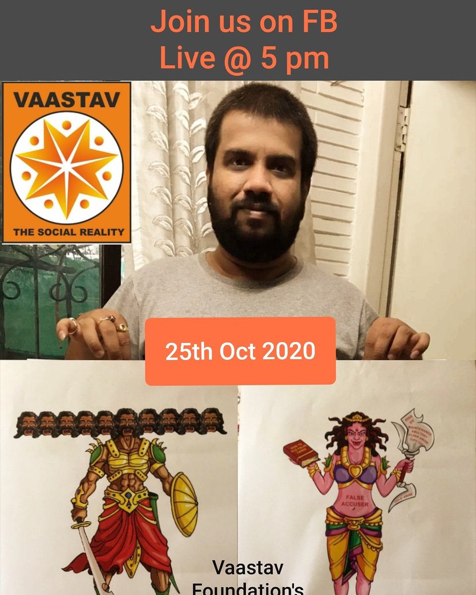Looking at #COVID19 situation, this year we will conduct our #dassehra event on FB Live. So like every year we will cut the nose of #Shurpankha who is seen as false accuser and do #ravan #shurpankha dahan on FB live keeping in mind safety of our vaastav members.  join us @ 5 pm.