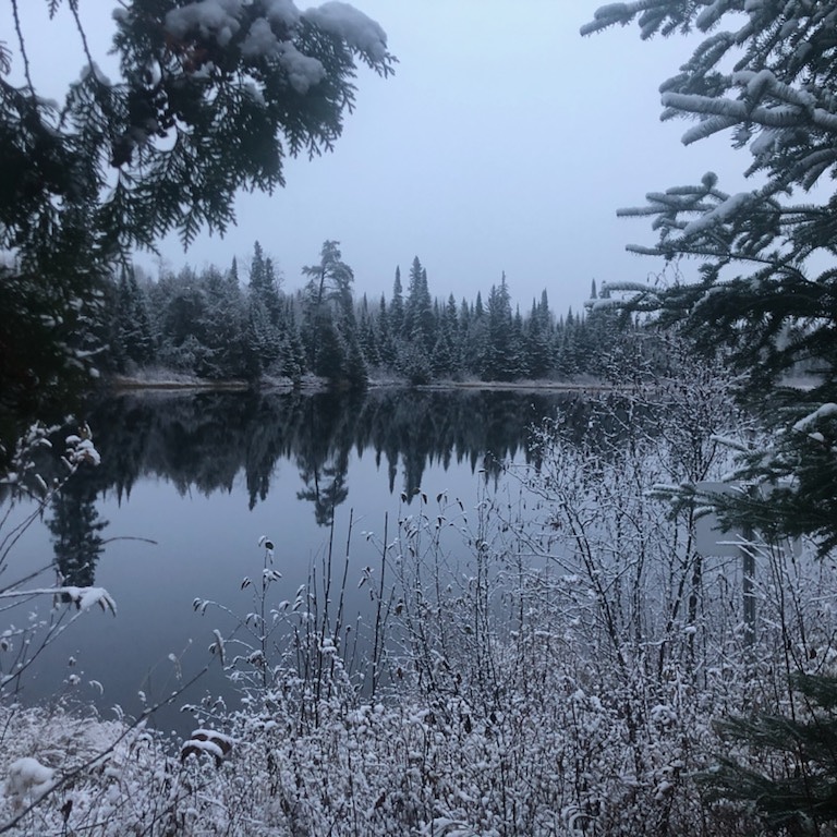 Well, it looks like winter is trying to set in here now. Jeremy took this photo at Sawbill the other day.
There is something incredibly beautiful about the first few snowfalls of the year. ❄