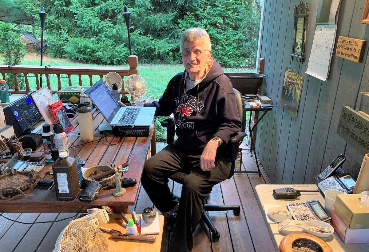 Summer doesn't officially end around here (southern New York) until Peter packs up his deck. That sad smile is because today's the day.
