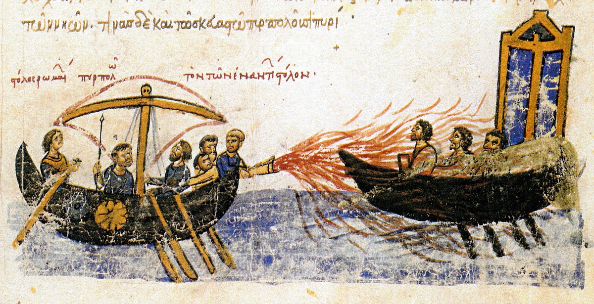 Many people talk about the geopolitics of oil, but not enough about the critical role oil played in the politics of the Middle East 1,300 years ago. Oil was a key ingredient of Greek Fire, which enabled Byzantium to hold out against the Arab Conquests in the 7th & 8th centuries