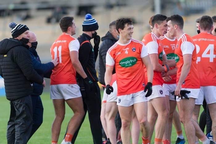 Armagh_GAA's tweet photo. Well done to the Senior Football Team and management after securing promotion to Division 1, defeating Clare in the final round of #AllianzLeague today 🙌

Full time 
Clare 1-13
Armagh 1-18 https://t.co/u39EqMEreY