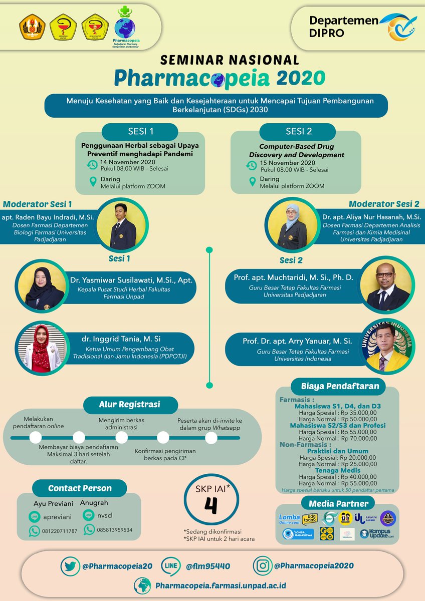 [Pendaftaran Seminar Nasional Pharmacopeia 2020✨]

Halo sobat Pharmacopeia!
Ada kabar gembira nih, pendaftaran seminar nasional Pharmacopeia 2020 resmi dibuka. Jangan sampai lupa daftar ya! Untuk info lengkapnya yuk cek postingan berikut!