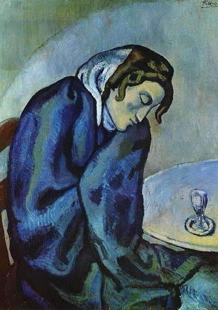 1° ESTILO. PARIS ES AZUL (1901-1904)No te dejes confundir por el color, la característica fundamental es la expresión, la tristeza, las alargadas figuras disueltas en la desesperanza Y no todas son azules 