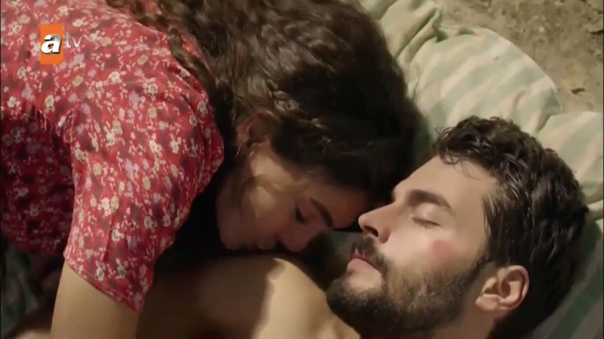 she’s got her arm around him and she kissed his shoulder while he’s shirtless i repeat while he is shirtless aksjksks miran’s gonna hate himself for being unconscious  #Hercai  #ReyMir