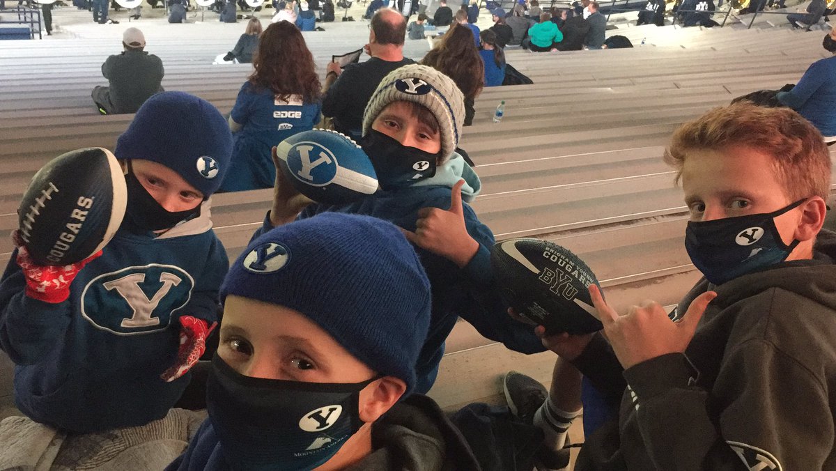 NHWadsworth's tweet photo. @BYUfootball Full send! #BYUFOOTBALL sec 144 row 34 seats 36-39 https://t.co/jYXZlBd9tg