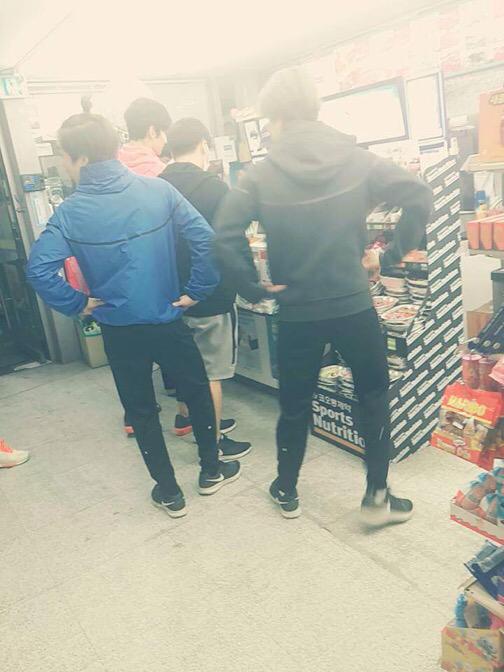 13) in june of 2015, cm and minseok were spotted in a convenience store near the han river. it looked like they exercised together