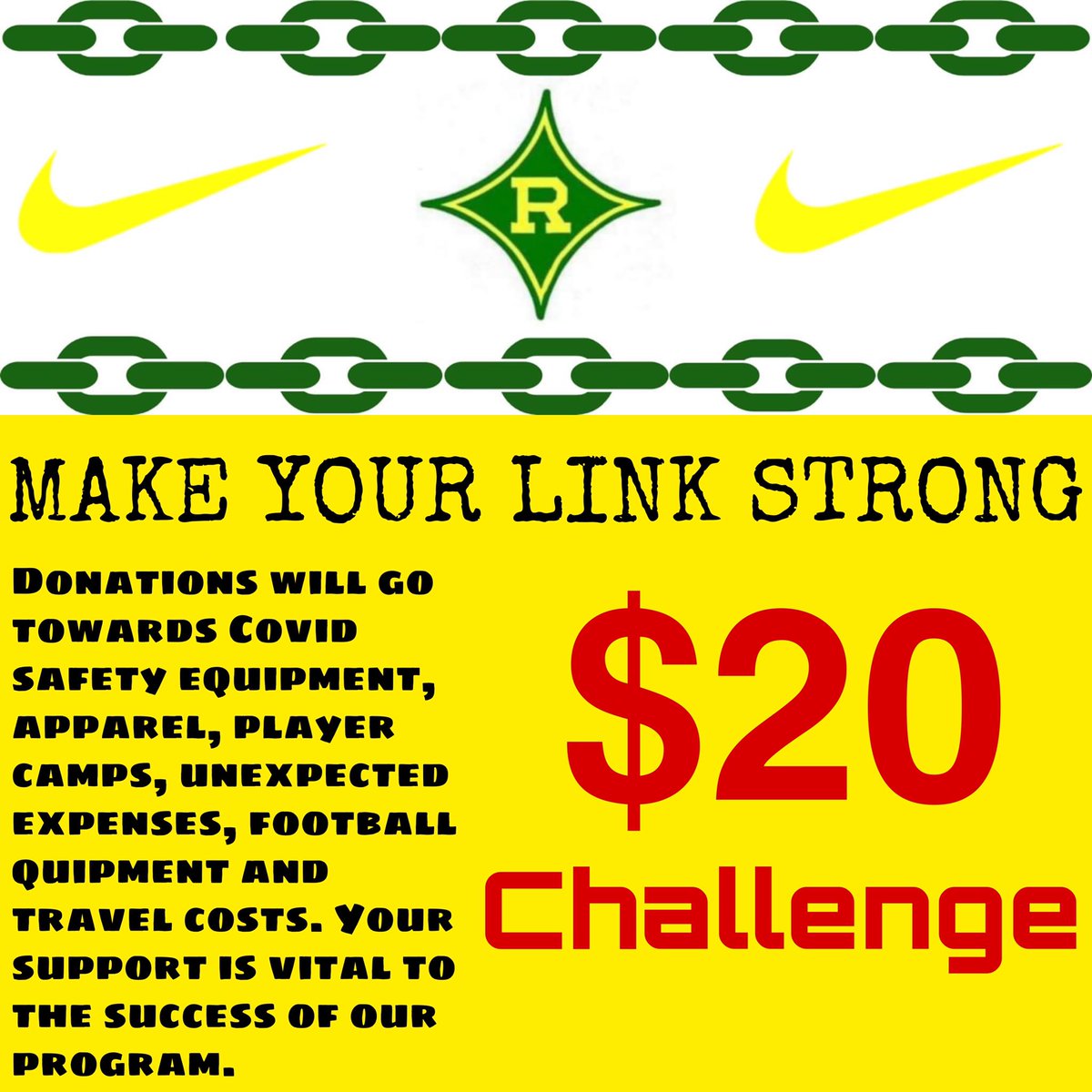 FbRichmond's tweet photo. We are challenging everyone in the Raider Nation to #MakeYourLinkStrong and donate $20 to help raise much needed funds for our program. Please #retweet to make others aware of this opportunity!
🔰DONATE🔰https://t.co/5hsx95Qpv6 https://t.co/76KUnYxHLh