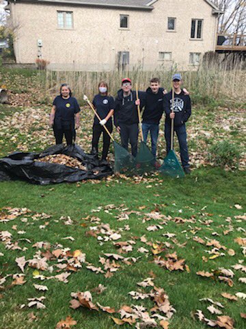 Lots of fun helping ppl in the community doing what we call Rake and Run.  We rake their lawn and leave them a note saying it was done by the Interactors