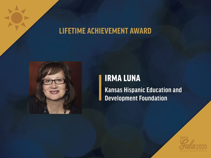 ICTHCC's tweet photo. This year, Noche de Gala is proud to recognize outstanding Hispanic leaders and business owners within our community.
Our 2020 Lifetime Achievement Award Honoree is Irma Luna, Kansas Hispanic Education &amp; Development Foundation
.
Congratulations Felicidades! https://t.co/0IKJ6dNwPO