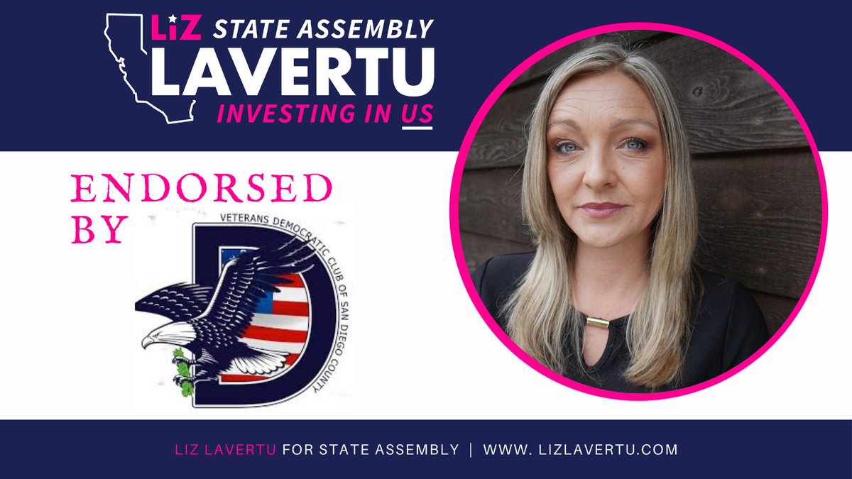 ELavertuAD71's tweet photo. The Veterans Democratic Club of San Diego County knows Liz will support Veterans affairs and contribute to party leadership and responsibility. We sincerely hope Liz has earned your support too! Vote Liz for State Assembly by November 3rd  #vote2020 #voteca #CAD71 #teamliz2020 https://t.co/qX61B8aiJf