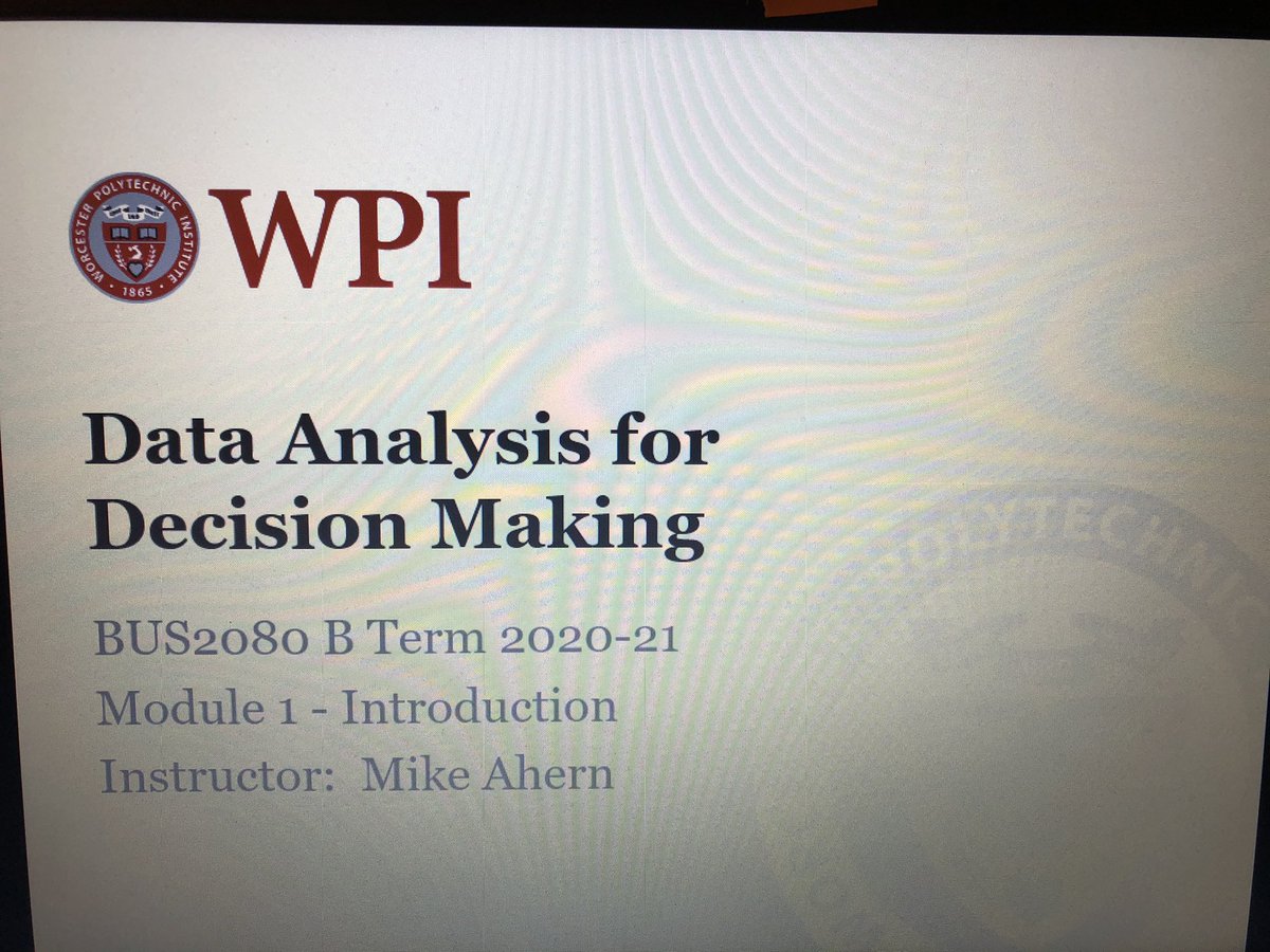 MikeAhernWPI's tweet photo. Classes begun for @WPI B Term!  It’s a pleasure to teach the bright, focused, and engaged students! https://t.co/bm767O5PXV