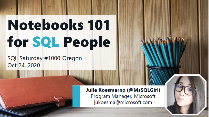 MsSQLGirl's tweet image. Join me to learn #Notebooks 101 for #SQLPeople with @AzureDataStudio here: tinyurl.com/SQLSat1000-05 at 5:30pm PDT / 11:30am AEDT today.
More details about the session: sqlsaturday.com/1000/Sessions/… #sqlsat1000 #sqlfamily #JupyterNotebook