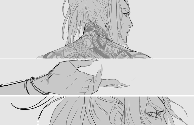 Got inspired with some witcherlass.

Shal thought her debt was paid to a sorceress who saved her life, but she keeps appearing. Now she cant even enjoy a bath in peace! Maybe might color this one day. #witcherlass 