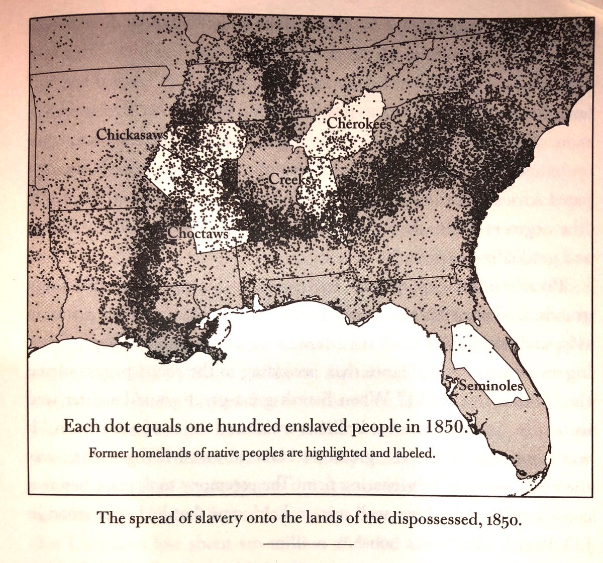 Mapping the spread of enslavement onto former Cherokee, Creek, Choctaw, Chickasaw, and Seminole lands following American seizure/ethnic cleansing:
