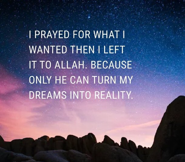 Islam4Kidz's tweet photo. I prayed for what I wanted then left the rest to Allah because only he can turn my dreams into reality 😊

Ask Allah for anything and leave the rest on him he will make your dreams and wishes come true Inshallah 😊

#allah #allahuakbar #allahisthebestplanner #allahknowsbest https://t.co/vaRql05Z5K