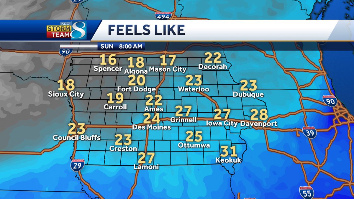 JSydejkoKCCI's tweet image. FRIGID COLD MOVING IN
Overnight lows Monday morning will be dipping into the single digits with even a light breeze knocking with wind chills down into the lower single digits. We'll be near record cold for a few days.
#iawx #Iowa #recordcold