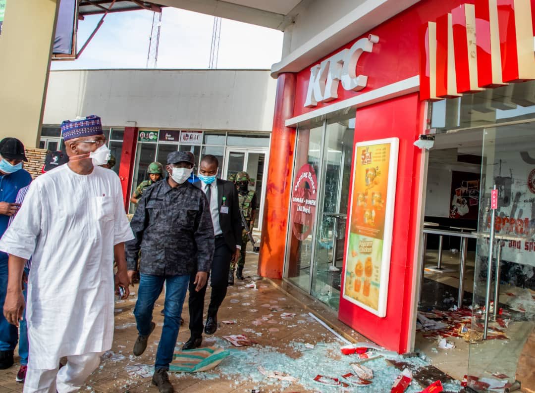 RealAARahman's tweet photo. Today I visited the sites of some of the businesses that were looted by hoodlums. What I saw was disheartening. We will help the owners of these businesses get back on their feet. We’ve set up a N500m fund that they can apply for by clicking https://t.co/sjzIntIC6E https://t.co/9WGpR9l7UL