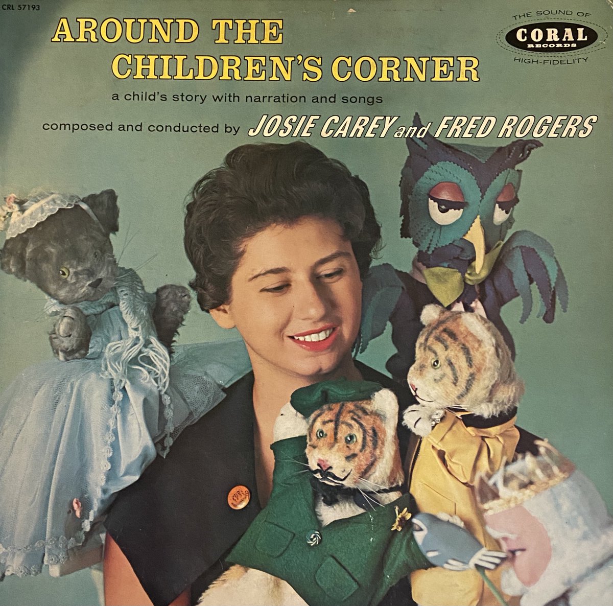 MisterRogersFa1's tweet photo. Thrillled to add this album to the collection. Featuring songs by Fred Rogers &amp; Josie Carey, partners for years on  early-TV’s popular “Children’s Corner”, it’s wonderful.Josie hosted, Fred made the puppets come alive before becoming #MisterRogers. #FredRogers #earlyTV https://t.co/7GDti5vNJW