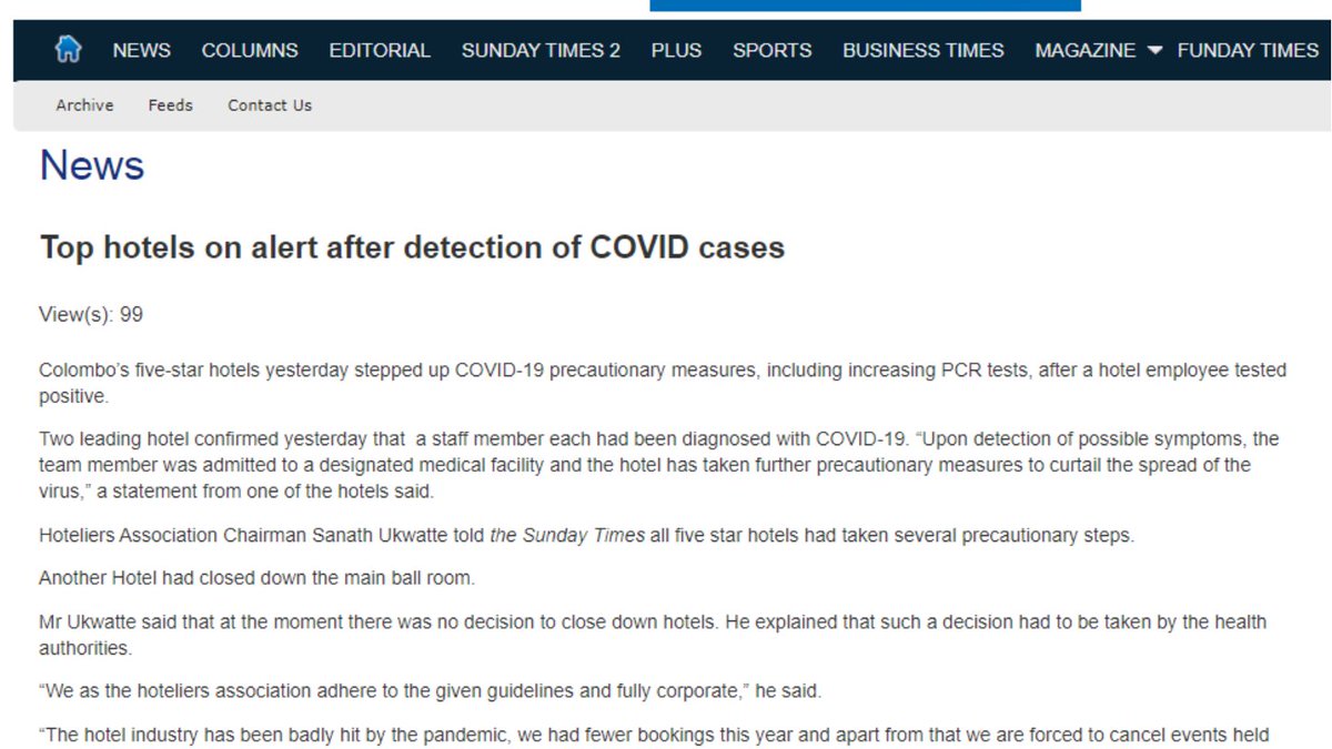 Five-star #journalism! #COVID19 affected people identified from two top hotels in #SriLanka's capital, #Colombo. Leading mainstream English weekly avoids identifying the Hotels. Reports say they are @ShangriLaCMB and @hiltoncolombo
Hello @EthicsEye, do you read English print? https://t.co/KcKTXXZ5YZ
