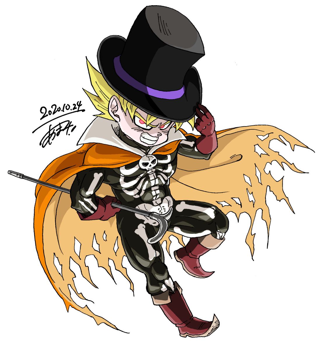 麻茉 通販はboothへどぞ スケルトンマンなカカ ハロウィンイラスト ハロウィンお絵描き大会 ハロウィン Halloween Halloween ドラゴンボール Dragonball