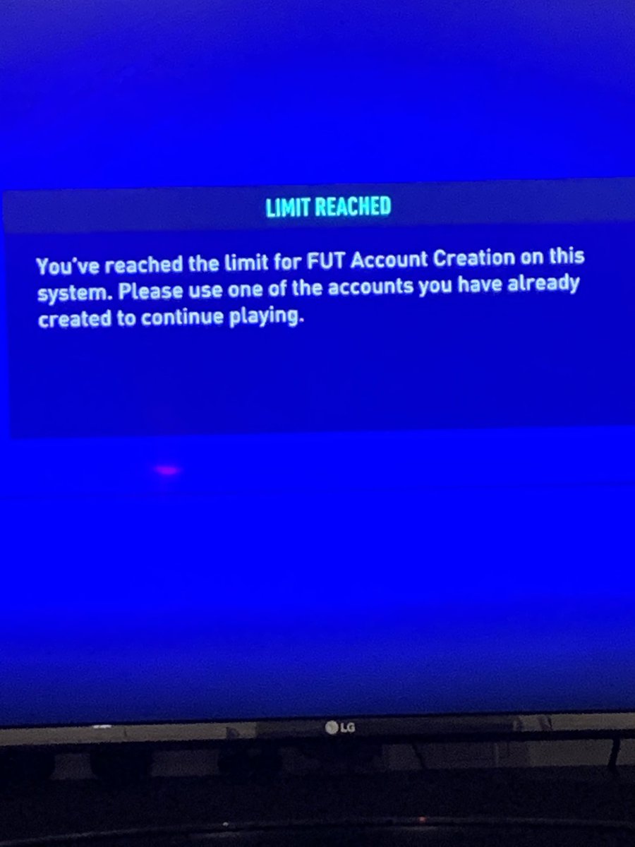 ReeceCoalter's tweet photo. @AskPlayStation won’t let me create an ultimate team as getting this error message, EA told me to contact you https://t.co/y2aNZE4GYk